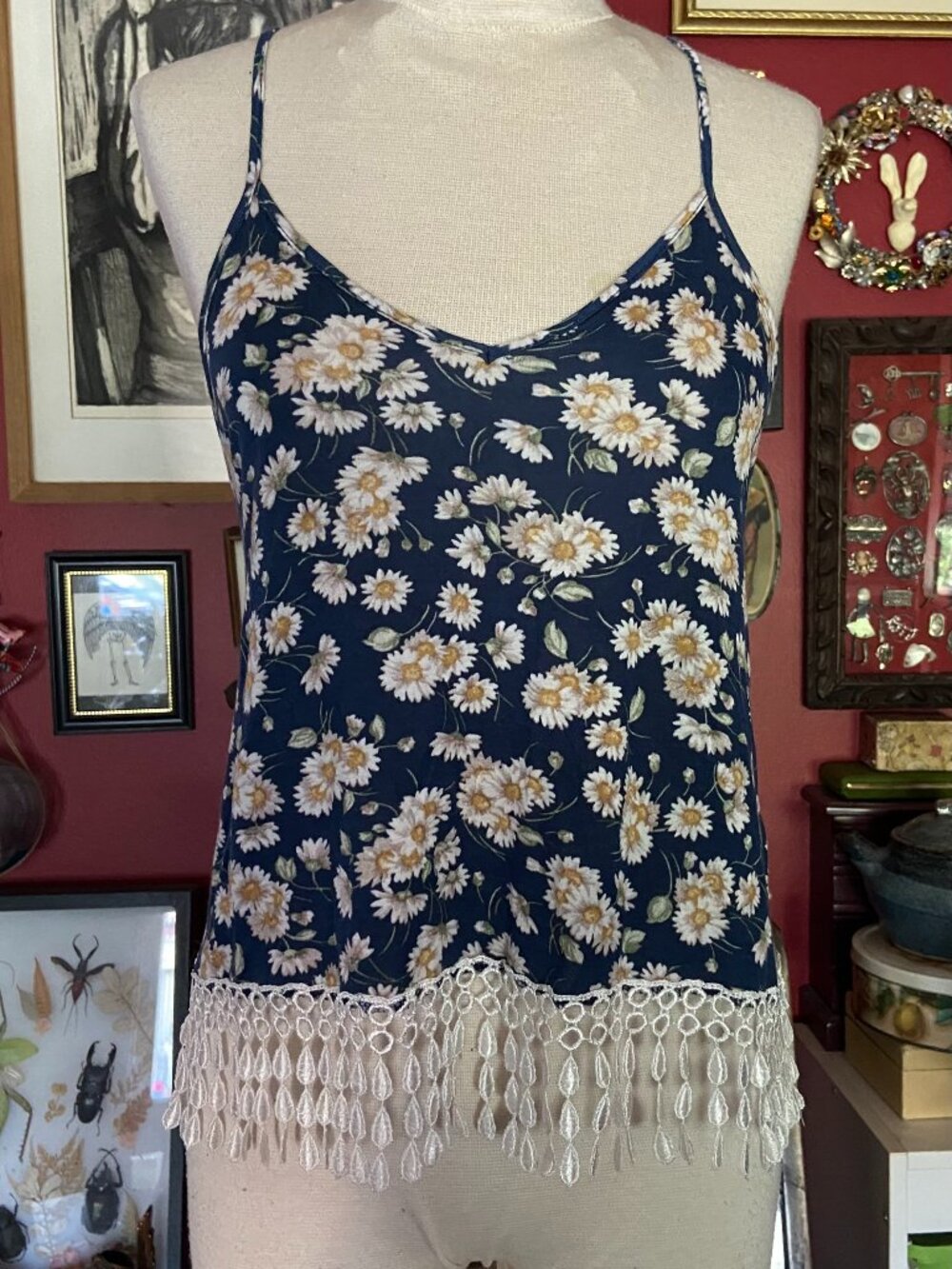 2016 L.A. Hearts Daisy Cami Top With Lace Trim Size Small Boho-Chic